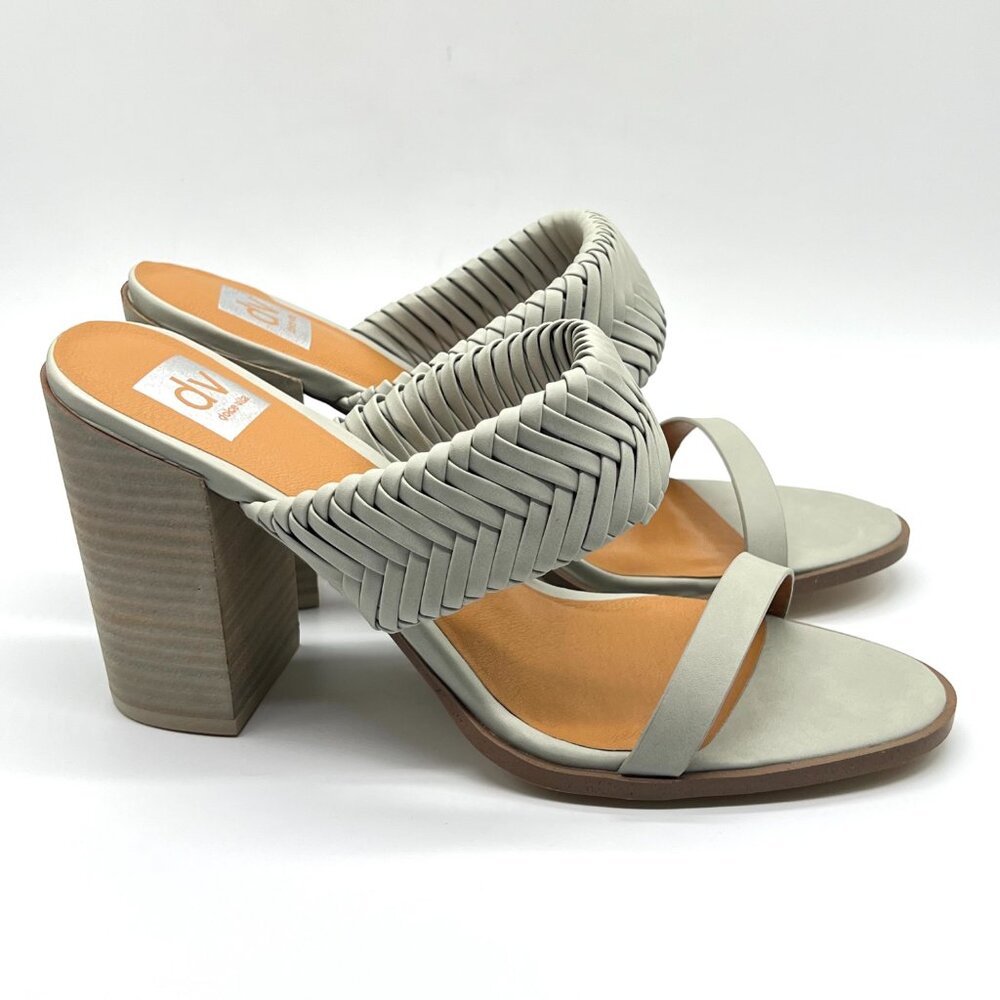 DV Dolce Vita Womens Size 11 Bambi Sage Green Woven Heels Mules Sandals Shoes